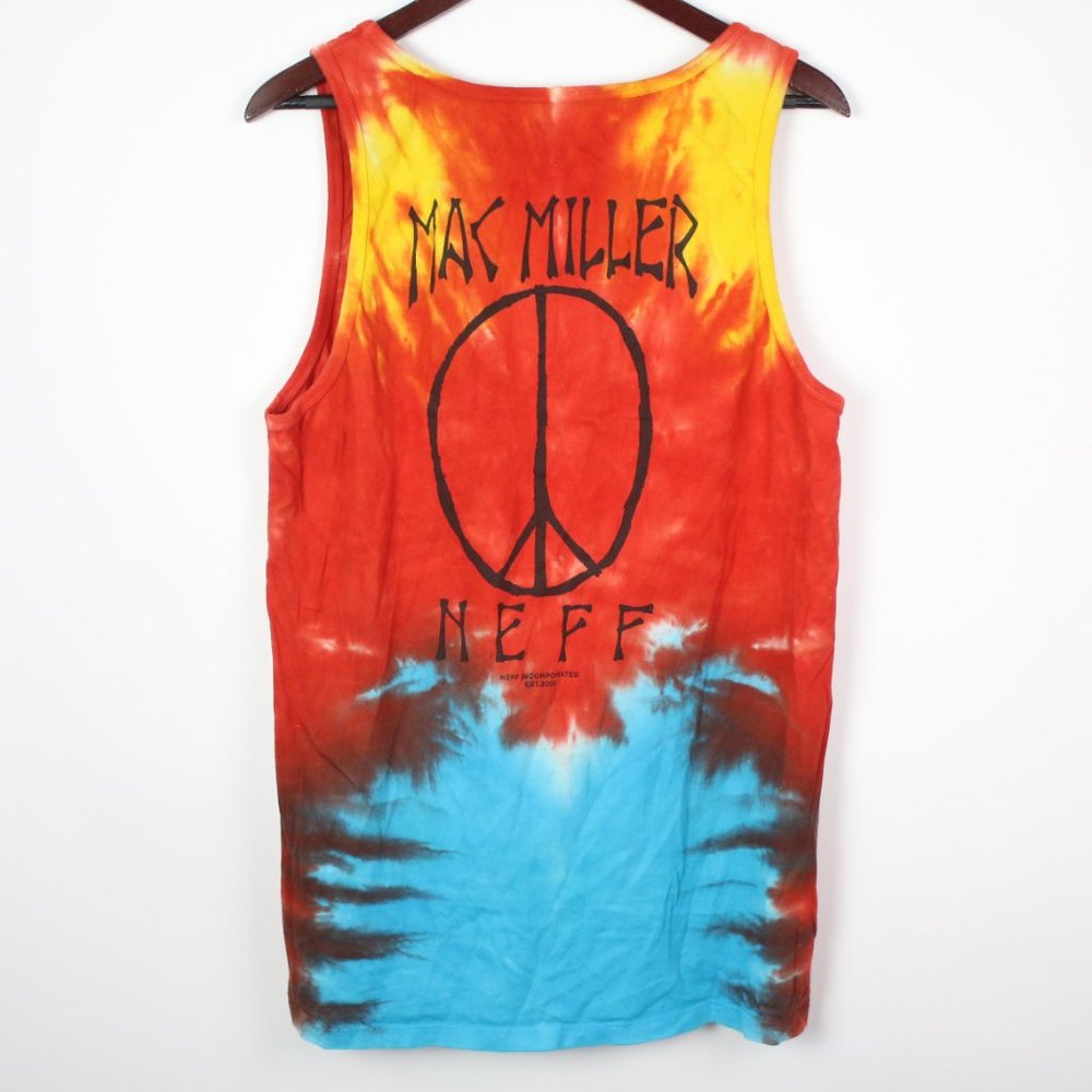 Rare Mac Miller x Neff Collab Mens Large Tie-Dye Peace Sign Tank Top Shirt